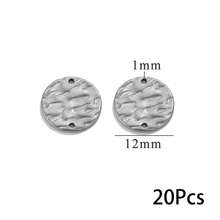 20 Pcs Stainless‑Steel Hammered Textured Round Disc Pendants, Gold‑Plated Single & Double Hole Connector Charms, DIY Jewelry Craft Supplies - Silver - View 10