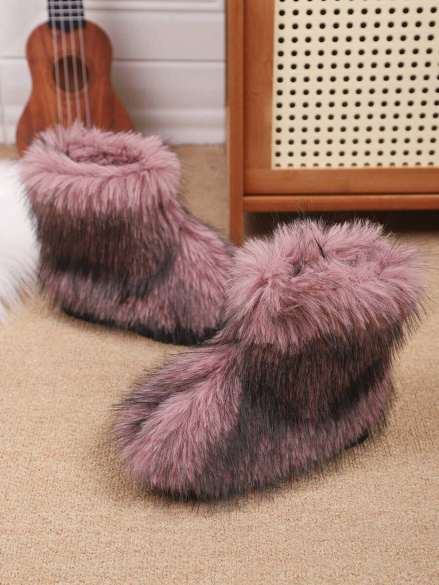 Children's Fashion Comfortable Mid-Calf Boots, Warm Cute Fuzzy Snow Boots, Suitable For Outdoor Activities