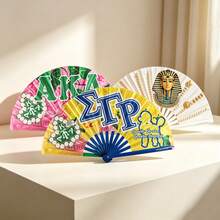 1pc Unisex Fashionable 2D Folding Fan, Decorated With Water Drop And Deep Red Rose Pattern, Portable Handheld Foldable Fan, Each Fan Face Color, Pattern And Position May Vary Slightly, Randomly Sent - Multicolor - View 2