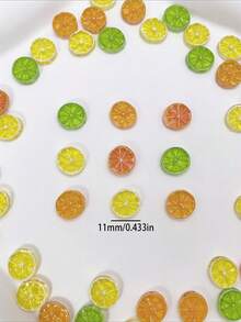 38pcs Mixed Color Translucent Lemon Slice Nail Art Charms, 3D Resin Nail Accessories, Phone Case Hair Clip Earring Decoration Small Accessories - Multicolor - View 3