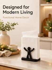 1pc Creative Hugging Figure Napkin Holder, Christmas Tabletop Decor, Christmas Holiday Table Decor Napkin Holder, Unique Home Decor Gift, Suitable For Christmas, Halloween Holiday Decoration, Home, Cafe, Restaurant Decorative Tabletop Accessory, Kitchen Essential - Multicolor - View 3