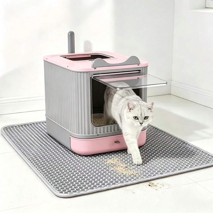 One EVA Cat Litter Pad, Double-Layered And Integrated With A Single Opening, Washable And Sand-Controlling Pad, Suitable For Indoor Use In Cats. 1.2 Cm Thick Cat Litter Box Pad.