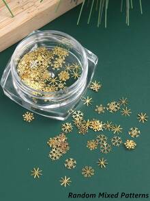 1 Box Snowflake Metal Nail Art Charms, 3D Gold Snowflake, 9 Mixed Color Designs, Cute Christmas Theme Winter Nail Decoration, Suitable For DIY And Nail Salon - Gold - View 10