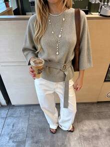 Women's New Autumn Knitted Sweater Elegant Casual Commute Travel - Grey - View 9