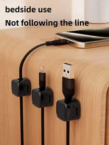 5/2/1pc Magnetic Cable Organizer - Black & White Cable Clips, Compact & Durable, Suitable For Desk/Wall Mount, Can Store Phone Cables, Chargers, Ideal For Tech Enthusiasts & Students, Includes Holder & Clips, No Drilling Needed, Universal Fit - Multicolor - View 6