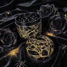 1 Buah Penggiling Logam Motif Jaring Laba-laba Emas dengan Alas Hitam Baru, Struktur 4 Lapisan 50MM dengan Ruang Penyimpanan Saringan Jala, Penggiling Herbal Cetak Timbul Gaya Gotik, Penggiling Tembakau, Aksesoris Merokok - View 11