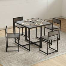 Dining Table And Chairs Set 2, Dining Room Sets, Rectangular Space Saving Table And 2 Chairs Compact Kitchens, Steel Frame, On-Site - Grey + Engineered Wood - View 7