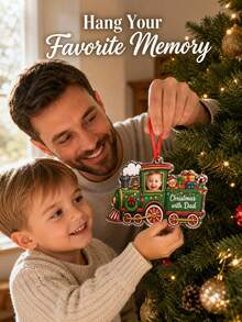 Personalized Christmas Train Photo And Text Acrylic Ornament, Baby First Christmas Keepsake, Family Holiday Tree Decoration, Ready To Hang - Multicolor - View 9