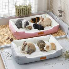 1pc Semi-Enclosed Square Small Pet Bed, Soft Padded Thick Edge Pet Sleeping Mat, Warm Pet Nest Pad, Comfortable Soft Pet Resting Bed, Suitable For Indoor And Cage Use, Fit For Kittens, Rabbits, Guinea Pigs, Ferrets, Autumn/Winter Small Animal Sleep Accessories - View 2