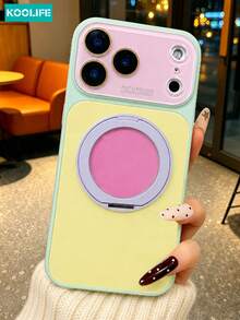 Koolife Yellow-Green Matcha Color Block Phone Case, Y2K Ins Style, Cute Niche Design, TPU+PC Magnetic 360° Rotating Ring Stand Shockproof Phone Case, Compatible With IPhone 18 Pro Max, 18 Pro, 17, 17 Pro, 17 Pro Max, 16 Pro, 16 Pro Max, 15 Pro Max, 15, 15 Pro, 16 - Matcha Green - View 9