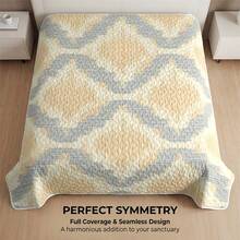 3pcs Blurred Diamond Fabric Texture Quilted Bedding Set (1 Bedspread, 2 Pillowcases, Pillow Inserts Not Included) Breathable Comfortable All-Season Use Holiday Gift Suitable For Hotel, Guest House, Bedroom, Ultra Soft Breathable Sweat-Absorbent Bedding - Multicolor - View 5