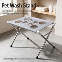 1pc Foldable Pet Bathing Stand (60*40*33cm), Portable Elevated Pet Bathing Rack With Breathable Mesh Surface, Suitable For Dog And Cat Bathing, Blow Drying And Grooming, Suitable For Large, Medium And Small Dogs And Cats, Stable Fixed Pet Bathing Accessory - 60*40*33cm - View 11