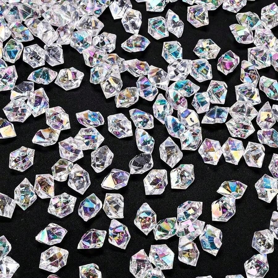 Bright Clear Vase Fillers, Acrylic Fake Crushed Ice Rocks Clear Gems Crystals Plastic Diamonds For Vase Fillers Centerpiece Fish Tank Table Scatter Phot Ography Props Display Decoration 100pcs - Multi-color - View 1