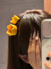 2pcs Women's Simulation Yellow Cute Small Crown Alligator Hair Clip Character Prop Accessory Princess Birthday Prince Crown Hair Clip Cosplay Character Prop Accessory Suitable For Daily Use Hair Accessory Hair Clip - Multicolor - View 2