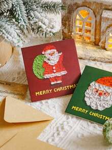 6pcs/Set - Santa Claus Kraft Paper Envelope Card Set, Featuring Christmas Tree, Wreath, Snowman, Reindeer Elements, Suitable For Christmas Party, Party Decoration, Holiday, Birthday, Invitation, Wedding, Email And More - View 7
