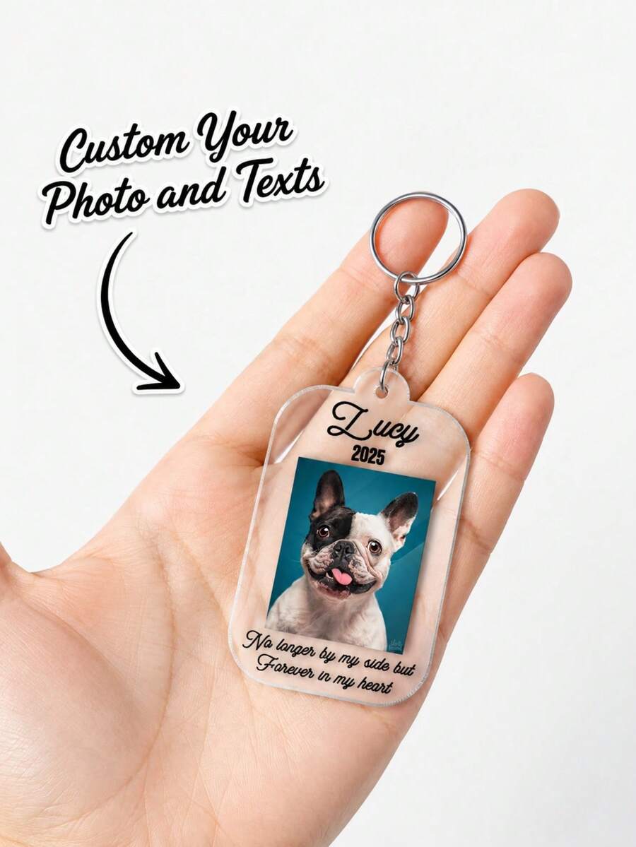 Customized Keychain - Customizable Photo Name Pet Commemorative Gift, Pet Owner Comfort Gift, Suitable For Colleagues, Suitable For Dormitory - Multicolor - View 1