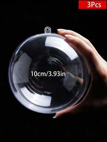 3pcs Clear Acrylic Decorative Balls, Reusable Handmade Balls For Christmas Tree New Year Holiday Decoration, Transparent Fillable Christmas Tree Ornaments, Wedding Party, DIY Decoration, Create Festive Home And Party Atmosphere - Transparent - View 13