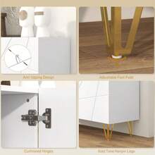 Modern Luxe High Gloss Sideboard, With Hairpin - White On-Site - 1 - View 7