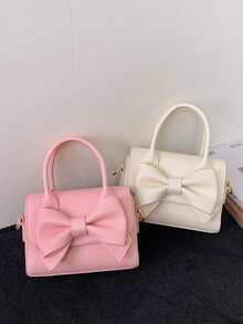 1pc Girls Bow PU Magnetic Closure Fashion Handbag One Shoulder Crossbody Bag Suitable For All Seasons Daily Use - A - View 2