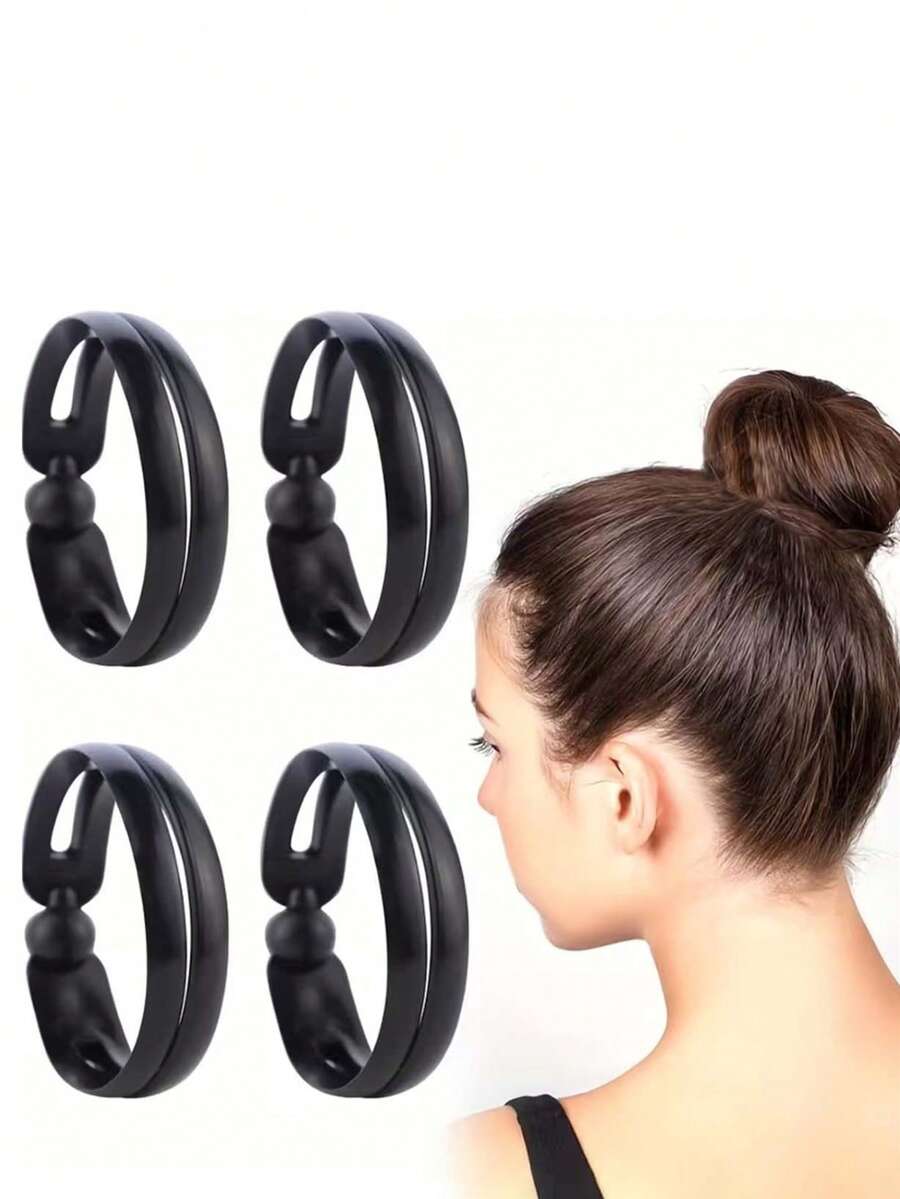 1pc/2pcs/4pcs/8pcs Magic Hair Scrunchie Bun Maker, Easy DIY Hair Accessory For Fashionable Bun And Ponytail Hairstyles - Black - View 1