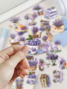 50pcs Lavender Stickers For Decorating Planner, Diary, Scrapbook, Notebook, Luggage, Envelope, Greeting Card, Tablet, Water Bottle - Lavender - View 5