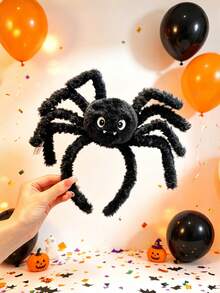 1pc Halloween Plush Spider Headband, Cute & Funny Halloween Bow Party Hair Accessory - Multicolor - View 1