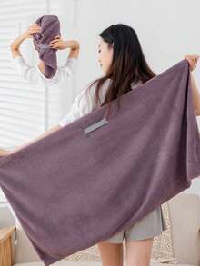 1/2pcs Women's Quick-Dry Microfiber Hair Towel Wrap, Fast-Drying Hair Band, Suitable For Long, Thick, Curly Hair, Large Super Soft Bath Hair Towel Set With Elastic Band - Multicolor - View 3