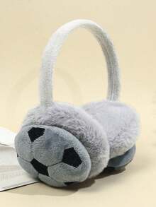 1PC Soccer Style Plush Earflap Warm Ear Muffs, Suitable For Outdoor Skiing, Cycling, Daily Wear With Embroidered Design - Multicolor - View 4