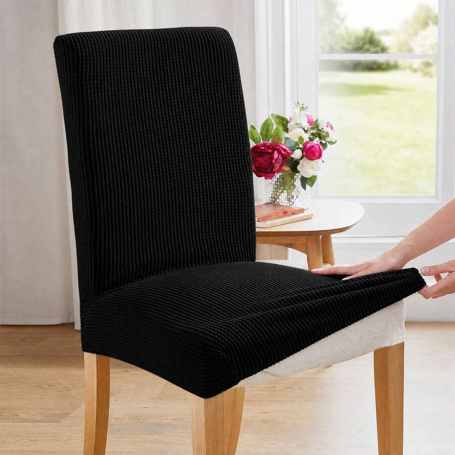 POLIGONO Kitchen Chair Covers - Black - View 1
