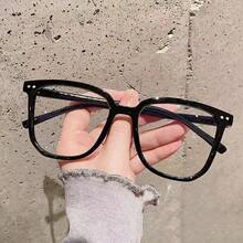 Eyewear Set, Black Glasses + 100pcs Cleaning Cloths. Eyeglass Cleaning Cloth, Eyeglass Cleaner, Lens Cleaning Cloth, Eyeglass Cleaning Cloth. Unisex - Fashion Campus Style, Transparent Black Frame, Face-Flattering Design. - A - View 6
