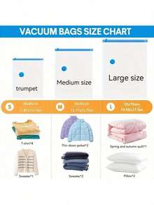 6-Piece Thickened Vacuum Compression Bag Set (Includes Manual Pump) - Large/Medium/Small Compression Bags, Transparent Top Cover Black Base, Thickened Plastic Material, Multi-Functional For Travel, Moving, Seasonal Storage - Space-Saving Luggage Organizer, Wrinkle-Free Storage For Clothes And Bedding, Durable And Portable (Suitable For Moving, Travel, Home Organization) - Includes 6 Large, 6 Medium, 6 Small Bags - Multicolor - View 3