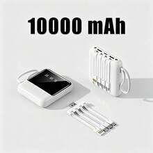 AMAZING VISION Practical And Functional Gift: 10000mAh Portable Charger With Built-In Cables, Fast Charging, Compact Design, Compatible With All Smartphones - White - View 11