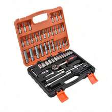 Multi-Specification Socket Wrench Tool Set, 46/53pcs, Vanadium Steel Ratchet Wrench Kit, Multi-Purpose Automotive Repair And Home Maintenance Hand Tool Set, With Portable Hard Shell Storage Box - A - View 14
