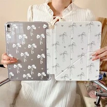 1件裝可愛白色蝴蝶結與愛心印花三折背透明殼，輕量防震防摔筆槽平板保護殼，相容 iPad 10.9/10.2/Air 5th Gen/Pro 11/10th Gen/9.7/Air 2/7th Gen/8th Gen/Air 4/5/Air 13/11(A16 2025)，相容 OPPO Pad，相容 MatePad，相容 Honor Pad - 彩色 - 查看 6