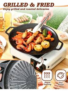 Multifunctional Thickened Non-Stick Griddle Pan With Oil Drainage Slot And Dual Handles, Easy To Clean, Suitable For Steak, Bacon, Pancakes, Vegetables, Meat, For Camping, Home Gatherings And Restaurant Use - Multicolor - View 3