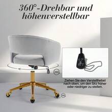 HengMing Home Office Desk Chair With Velvet Upholstery, Decorative Armchair With Armrests, 1 Piece - Light Grey - View 9
