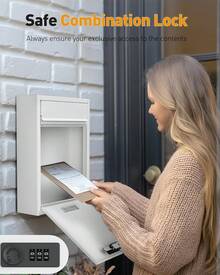 Uniclife Wall Mount Mailbox For Outside, Locking Mail Box - White - View 3