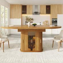 Extendable Dining Table, Dining Room Table, Kitchen Table, Round Dining Table, Extends To Oval, 118-158, Seats Up To 6 People, Three-Tier Storage, Walnut - Walnut + MDF - View 3