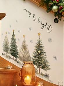 1pc Multi-Style Christmas Decoration, Creative Christmas Tree Wall Sticker, Letter & Snowflake Decor, Penguin Stacked Design, PVC Self-Adhesive Removable Wall Decal, Suitable For Bedroom, Living Room, Stair Corner, Dining Room, Bathroom, Home Wall Decor, Switch Decoration - Multiple Styles - View 14