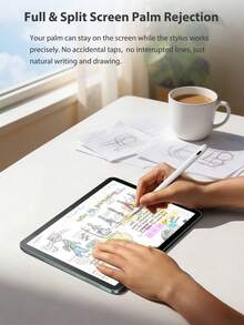 Stylus Pen For IPad 10 (10.9 Inch, 2022) With Anti-Touch And Tilt Sensitivity, 90mAh Compatible With IPad, Air 4/5/6/M4, A16 (11 Inch, 2025), Air 11/13 Inch (M3/M2), Pro 11/12.9 Inch - White - White - View 7