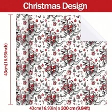 1Set Vintage Dinosaur Christmas Wrapping Paper , Holiday Gift Wrap Paper With Santa Riding Dinosaurs, Reindeer, Christmas Trees, Candy Canes, And Retro Sketch Design For Xmas Gifts, Party Decorations, And Birthday Presents,Includes Christmas Stickers - E - View 2