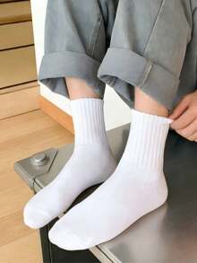 1/3/5/6/10/15/20 Pairs Neutral Solid Color Casual Mid-Calf Socks, All Season, Autumn - Multicolor - View 3
