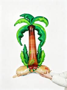 1 件巨型独立式铝箔椰子树气球，带棕榈叶和椰子，适用于夏威夷热带派对、夏季海滩生日派对装饰、淋浴、阿罗哈、海滩泳池派对、生日、夏季主题装饰、植物主题 - 彩色 - 查看 10