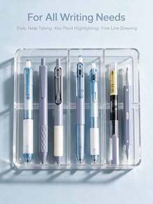 1/7pcs Morandi Blue Retractable Gel Pens, Blueberry Jam Highly Attractive Ballpoint Pens, Quick-Dry Black Ink Smooth Writing Pens For Students, Gift Box Stationery, Back To School Gift For Friends - Blueberry Set - View 3
