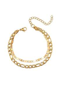 1pc Men Bracelets, Stackable Chain Bracelets, Figaro Chain Detail, Simple Retro , For Men Daily Party, Gift For Valentine's Day & Birthday - Bracelet - View 8