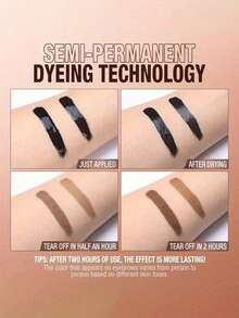 Waterproof Semi-Permanent Eyebrow Tint Gel - Eyebrow Tattoo Ink, Long-Lasting And Smudge-Proof, Suitable For All Light Beige Skin Tones. Peel-Off Eyebrow Gel, Matte Finish, Long-Lasting Waterproof, Semi-Permanent Dye, Fast-Acting, Easy To Apply And Color, Twist-Off Design For Easy Cleaning, Pocket-Sized For Travel Convenience, Suitable For Music Festivals, Parties, Easter And Holiday Gifts - Multicolor - View 6