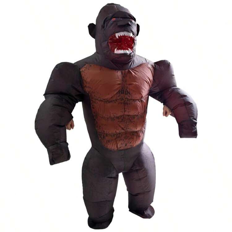 Disfraz inflable de gorila, adecuado para una altura de 1,5-2m, apto para reuniones anuales, actuaciones, actividades, cosplay de personajes de dibujos animados, disfraz inflable divertido de alienígena, sumo, ballet, payaso - Negro - Añade 3