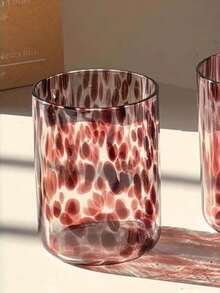 1pc Vintage Amber Leopard Print Glass Cup, Creative Handhold Cup For Specialty Drinks, Retro Wild Leopard Print Beverage Cup, Suitable For Home, Restaurant, Cafe, Dessert Shop, Gift, Party - Amber - View 15