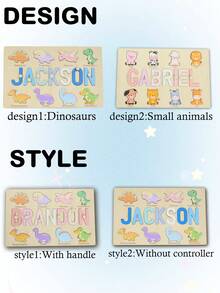 Customized Name Puzzle, Personalized Letter Puzzle, Cute Animal And Dinosaur Theme, Home Learning Activity, Customized Wooden Letter Puzzle, Customizable - Style a - View 4