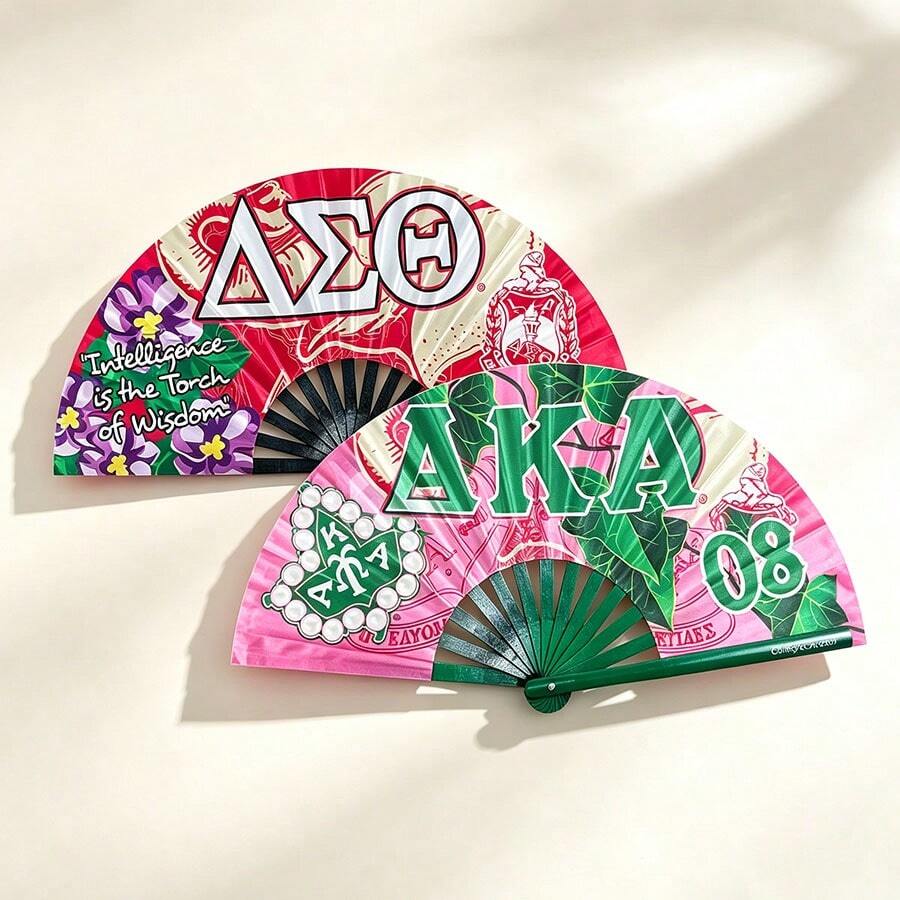 1pc Unisex Fashionable 2D Folding Fan, Decorated With Water Drop And Deep Red Rose Pattern, Portable Handheld Foldable Fan, Each Fan Face Color, Pattern And Position May Vary Slightly, Randomly Sent - Multicolor - View 1